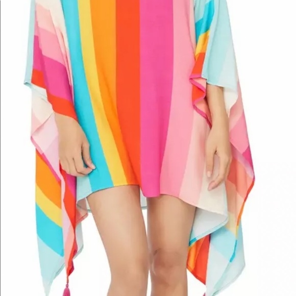 NWT Trina Turk Rainbow Stripe Coverup Caftan 25th Anniversary Ed One Size - Picture 2 of 2